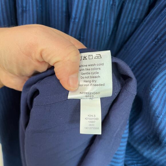 Draper James RSVP Navy Smocked Square Neck Long Sleeve Midi Dress Pockets Sz L - Picture 10 of 10